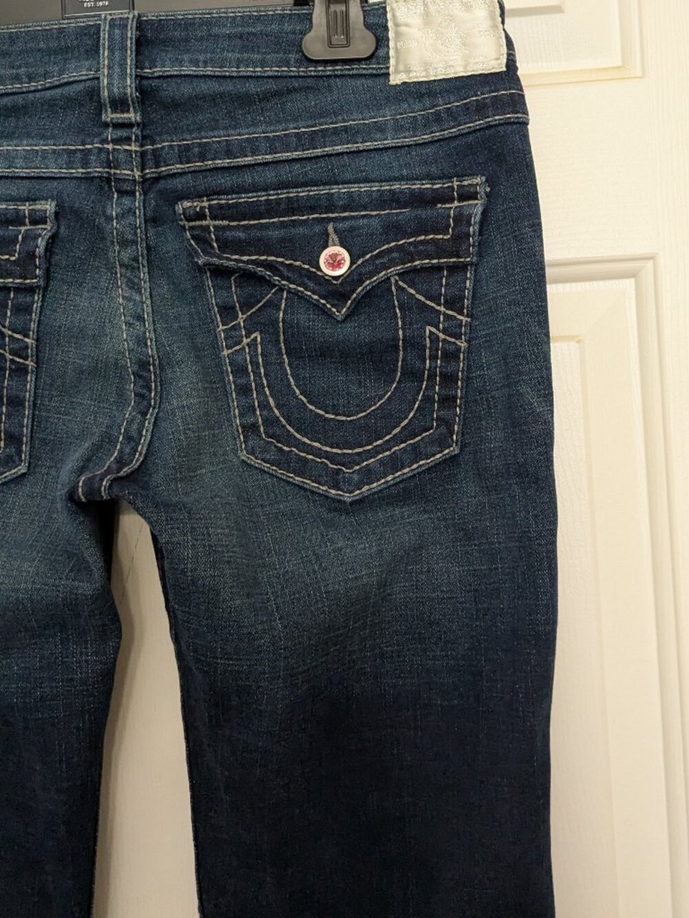 True Religion Women's Blue Boot cut Jeans Size 32 Rhinestone Made In USA . - Picture 8 of 14